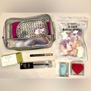 Bundle of Cosmetic Bags & Products Makeup Accessories Sponges - Maybelline NEW